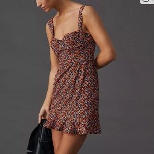 Anthropologie Brand Hutch Ditsy Floral Ruffle Hem Mini Dress